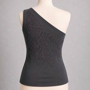 Vintage MANDEE Y2K Beaded Flames One-Shoulder Top Size S, EdgyFeminine AltGlam